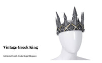 King Crown Lightweight PU Foam Crown Detailed 3D Pattern Ancient King Headpiece for Cosplayers, Actors, Halloween, Stage Performance, Birthday Parties