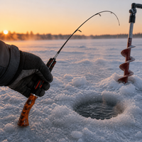 Portable Mini Ice Fishing Rod with Flat Tail Handle, 50-80cm Winter Lure Rod