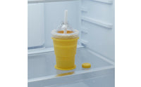 Leak-Proof Lid Collapsible Ice Ball Creator Cup Easy Demolding Foldable Silicone Tumbler with Straw for Travel, Summer, Outdoor
