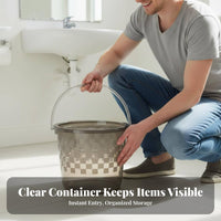 Transparent Storage Pail with Handle Large Capacity Lidded Utility Bucket Multi-Versatile Round Pail with Handle for Students, Dormitory, Washroom