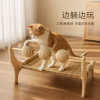 Rattan Lounger Cat Bed with Mat, Indoor Use, Breathable, for All Seasons