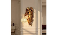 Decorative Angel Wall Sconce Sculpted Lampada Da Parete Con Globo Classic Applique Accent for Staircase