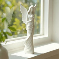White Angel Figurine Tabletop Angel Figurine with Wings Resin Sculpture Decorative for Collectors, Shelf