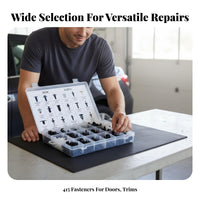 415 Pieces Plastic Push Rivet Set Organized Storage Box Plastic Push Rivets Set Door Trim Panel Fastener Kit Wide Compatibility