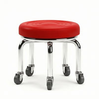 Padded Low Stool with Wheels Compact Swivel Stool with Wheels Mobile Furniture Movable for Estheticians
