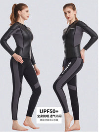 LAGCEN2.55MM保暖加厚长袖游泳衣女分体防晒潜水服水母衣冲浪套装
