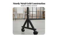 Includes Hooks Gridwall Display Stand With Caster Wheels Gridwall Panel Stand Easy Assembly Metal Art Display Rack Sturdy Construction for Teachers, Exhibitors, Crafters, Exhibitions, Schools, Temporary Shops, Home