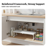 2-Tier Expandable Under-Sink Shelf Easy to Install Cabinet Organizer for Renters