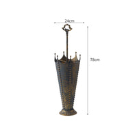 Vintage Umbrella Stand Embossed Sides Rain Gear Stand Distressed Finish Storage Furniture