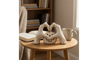 Pumpkin with Fond Clasp Festive Halloween Pumpkin Statue Whitewashed Jack-O'-Lantern Figurine for Desk, Shelf, Windowsill