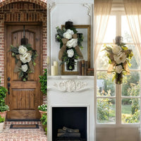 Peony Cross Wall Hanging Christian Themed Easter Cross Wreath Artificial Flowers Spring Floral Wreath for Christians, Friends, Front Door, Porch, Home