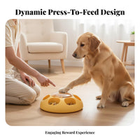 Press Button Treat Toy Non-Slip Base Dog Food Puzzle Toy Interactive Canine Reward Dispenser for Dogs, Cats