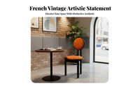 French Retro visual appeal Cow backrest curve supportrest Chair mid-centuryera Modern vintage aesthetic accent Seat Creative Design Indoor Seating cushioned Cushioning for Interior Designers, Restaurant Owners, Homeowners, Dining Room, Kitchen, Bedroom