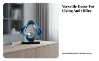 Decorative Transparent Sphere Sculpture Four-Loop Loop Ornament Geometric Design Dark Foundation Display Ornament