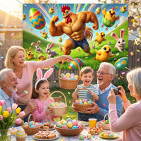 Easter Party Backdrop Bright Print Easter Photography Backdrop Large Size Bunny Bunny Party Background for Photographers, Parents, Home, Infant Shower