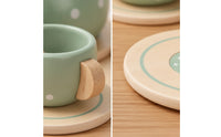 Wooden Tea Set Wood Pretend Tea Set Pastel for Kids