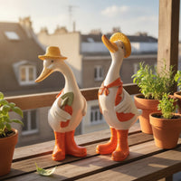 2 Pieces Duck Garden Ornaments Decorative Duck Statues with Boots for Yard
