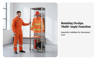 Firefighter Uniform Rack Heavy Duty Stainless Steel Turnout Gear Stand Multi-Level Storage Double-Sided Equipment Rack for Firefighters, Changing Room