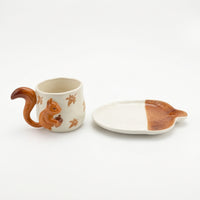 Squirrel Coffee Mug Hand-Painted Teacup Sculpted for Afternoon Tea, Office Desk