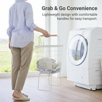 Laundry Basket Foldable with Iron Wire Frame for Dirty Clothes Storage, Washing for Bedroom and Bathroom, Hamper