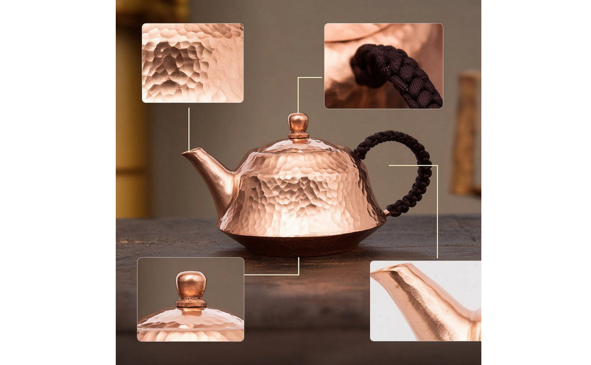 Copper Teapot Compact Tea Pot with Handle Traditional for Collectors