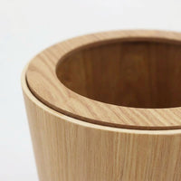 Wood Waste Bin, 6L Round Litter Bin, 30 cm Height, Wood Grain Finish, Rubbish Bin for Bathroom, Living Room, Hotel, Dormitory