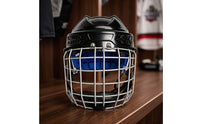 Hockey Helmet with Face Guard Cage Impact-Absorbing Full Face Hockey Helmet Hard Shell for Skaters, Rink