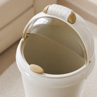 Recycling Bins for Kitchen 11L, Small Cylindrical Waste Paper Bin, Medium Home Rubbish Bin with Rocking Lid