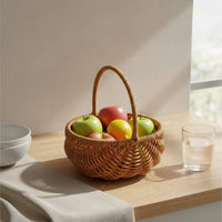 2 Pieces Multi-Purpose Plastic Rattan Basket Multipurpose Flower Basket with Handle Portable