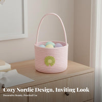 Rope Basket Handmade Easter Egg Basket Versatile Small Picnic Tote for Families, Adults, Home Decor, Gift Giving