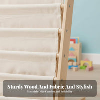 Childrens Wooden Bookcase Washable Textile Toddler Bookshelf Safe Rounded