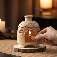 Incense Burner with Chimney, Ceramic Palo Santo Holder, Handcrafted Clay Smudge Pot for Sage Sticks, Wood, Cones, for Meditation, Aromatherapy, Home Decor