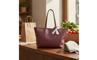 Waterproof PVC Tote Bag Polished Finish Structured Tote Bag Lightly Textured Rectangular for Women