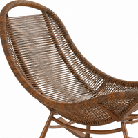 Weatherproof Ergonomic Wooden Rocker with Cushion, Rocker with Footrest, Outdoor Patio Chair, Light and Dark Wood, Modern Chinese Style