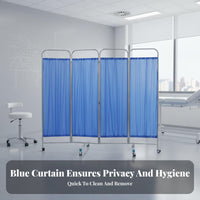 Foldable Stainless Steel Medical Facility Screen Locking Casters Folding Medical Screen Heavy-Duty Frame Mobile Hospital Divider Easy to Clean for Caregivers, Salon Professionals, Beauticians, Doctor's Office, Examination Room, Nursing Home, Bedroom