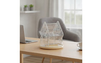 Clear Rotating Desk Organizer Multi-Tier Desktop Storage Organizer Space-Saving Pen Holder with Rotating Base Compact for Office, Dorm Room