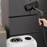 Transparent Water Reservoir Handheld Steam Cleaner Multiple Attachments Portable Steam Cleaner Coiled Hose