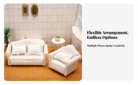 3 Pieces 1:12 Scale Dollhouse Sofa Realistic Design 1:12 Scale Sofa Set Detailed Craftsmanship White Textile Dollhouse Couch Set for Crafters
