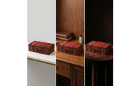 Wooden Chest with Handle Portable Vintage Suitcase Decorative Keepsake Box for Studio