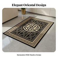Chinese Design Area Rug Wool Acrylic Blend Living Room Rug Anti-Slip Decorative Floor Carpet for Homeowners, Hotel Managers, Bedroom, Entryway