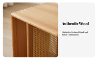 Japanese design Wheeled Woven-Top End Table Mobile Design Sofa Side cart Multi-Functional Nightstand small Size for Homeowners, Apartment Dwellers, Students, Living Room, Bedroom, Entryway, Home Office