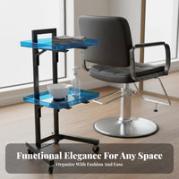 Foldable Hairdressing Trolley Stainless Steel Frame Rolling Salon Tool Cart Aesthetic Cart Work Station With Wheels