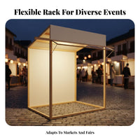 Portable Mobile Vending Booth Foldable Street Vending Stand with Canopy Easy Assembly Wooden Frame Advertising Stand Stable Structure for Event Planners, Small Business Owners, Night Markets, Advertising Al Events, Festivals, Trade Shows
