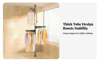 Drilldrill-less Installation Floor-to-Ceiling Tension Pole Rack No Tools Required Tension Pole Clothes Tree Space-Saving Garment Stand Adjustable Height for Renters, Apartment Dwellers, Students, Balcony, Bedroom, Laundry Room