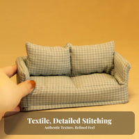 1/12 Scale Dollhouse Sofa Play House plaything/12 Scale Dollhouse Furniture Nice Gift Miniature Plaid Couch for Hobbyists, Scene Setting
