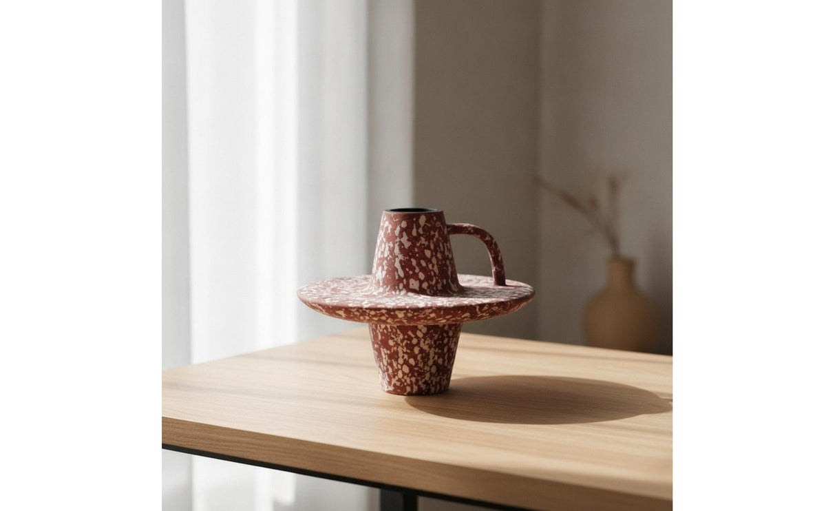 Artistic Geometric Vase Decorative Vase with Loop Handle for Coffee Table, Bookshelf, Dried Flowers