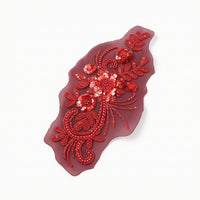 Embroidered Applique Floral Beaded Applique Mesh Ornament with Beads Decorative Trim 3D for Dressmakers, Necklines