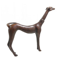 Copper Dog Sculpture Dark Brown Patina Room Ornament Molded Details