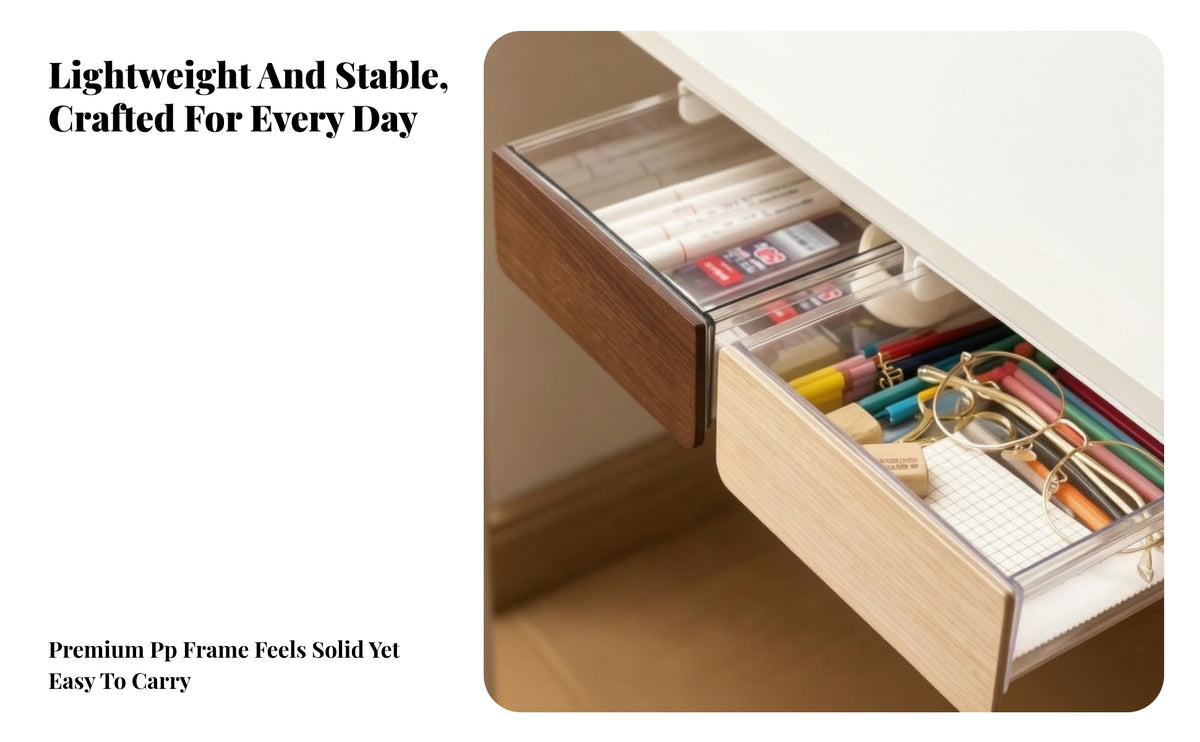 Space-Saving Beneath-Desk Organizer | Clear Acrylic Body, beneath-desk Storage Box, for Study Room