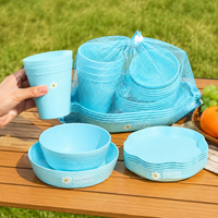 Food-Grade Plastic Tableware Set, 20-Piece, Reusable, For Children, Excursion, Plate Set, For Park, Picnic, Camping